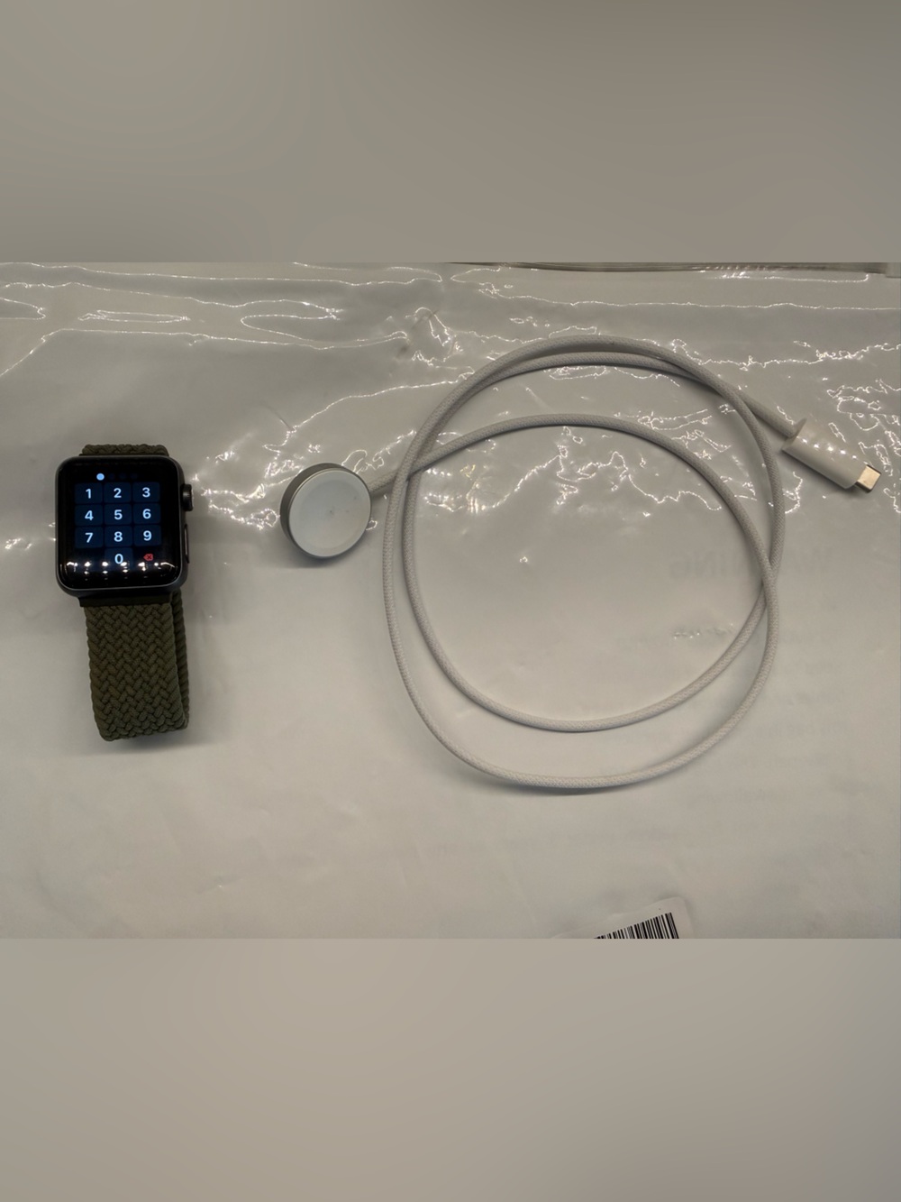Apple Watch Series 3 38mm aluminum with olive green braided wrist band